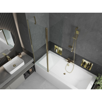 Mexen Cube obdĺžniková vaňa 170 x 80 cm s plášťom a 1-krídlovou zástenou 120 cm, transparentná, zlatá - 550517080X9412115000