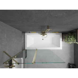 Mexen Cube obdĺžniková vaňa 170 x 80 cm s plášťom a 1-krídlovou zástenou 120 cm, transparentná, zlatá - 550517080X9412115000