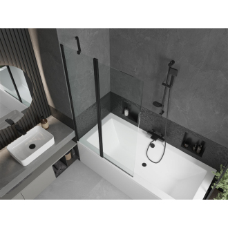 Mexen Cube obdĺžniková vaňa 170 x 80 cm s plášťom a 1-krídlovou zástenou 100 cm, priehľadná, čierna - 550517080X9410117000