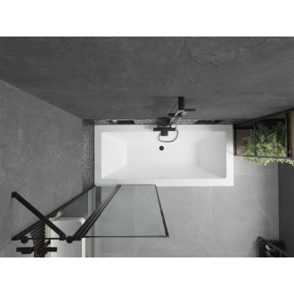 Mexen Cube obdĺžniková vaňa 170 x 80 cm s plášťom a 1 krídlovou zástenou 80 cm, čierny vzor - 550517080X9408117070