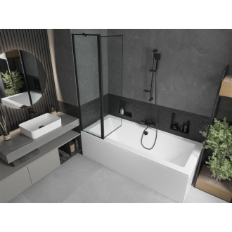 Mexen Cube obdĺžniková vaňa 170 x 80 cm s plášťom a 1 krídlovou zástenou 100 cm, čierny vzor - 550517080X9410117070