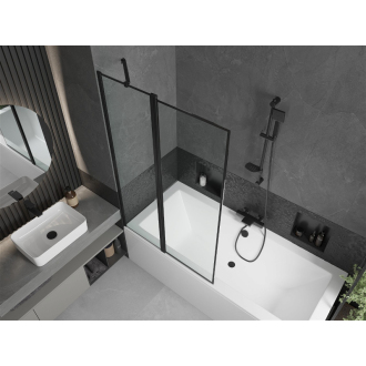 Mexen Cube obdĺžniková vaňa 170 x 80 cm s plášťom a 1 krídlovou zástenou 100 cm, čierny vzor - 550517080X9410117070