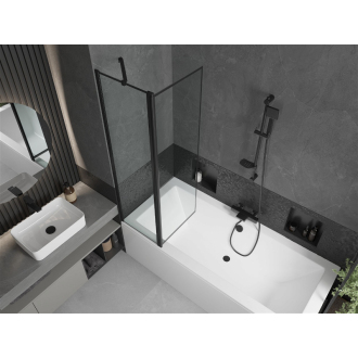 Mexen Cube obdĺžniková vaňa 170 x 80 cm s plášťom a 1 krídlovou zástenou 100 cm, čierny vzor - 550517080X9410117070