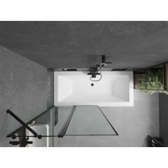 Mexen Cube obdĺžniková vaňa 170 x 80 cm s plášťom a 1 krídlovou zástenou 100 cm, čierny vzor - 550517080X9410117070