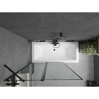 Mexen Cube obdĺžniková vaňa 170 x 80 cm s plášťom a 1 krídlovou zástenou 120 cm, čierny vzor - 550517080X9412117070