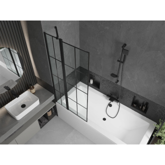 Mexen Cube vaňa 170x80 cm s panelom a zástenou 80 cm, čierny vzor 550517080X9408117077