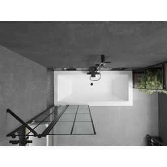 Mexen Cube vaňa 170x80 cm s panelom a zástenou 80 cm, čierny vzor 550517080X9408117077