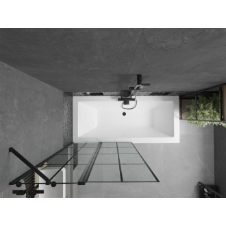 Mexen Cube obdĺžniková vaňa 170 x 80 cm s plášťom a 1 krídlovou zástenou 100 cm, čierny vzor - 550517080X9410117077