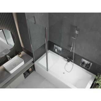 Mexen Cube obdĺžniková vaňa 180 x 80 cm s plášťom a 1-krídlovou zástenou 120 cm, transparentná, chróm - 550518080X9412110100