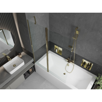 Mexen Cube obdĺžniková vaňa 180 x 80 cm s plášťom a 1-krídlovou zástenou 120 cm, priehľadná, zlatá - 550518080X9412115000