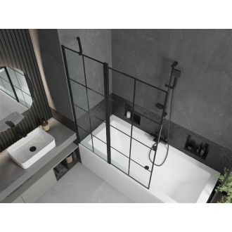 Mexen Cube obdĺžniková vaňa 180 x 80 cm s plášťom a 1 krídlovou zástenou 120 cm, čierny vzor - 550518080X9412117077
