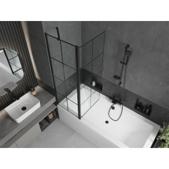 Mexen Cube obdĺžniková vaňa 180 x 80 cm s plášťom a 1 krídlovou zástenou 120 cm, čierny vzor - 550518080X9412117077