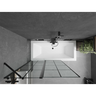 Mexen Cube obdĺžniková vaňa 180 x 80 cm s plášťom a 1 krídlovou zástenou 120 cm, čierny vzor - 550518080X9412117077