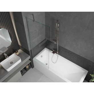Mexen Cubik obdĺžniková vaňa 150 x 70 cm s plášťom a jednokrídlovou zástenou 70 cm, transparentná, chróm - 550315070X9507000001