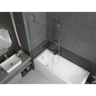 Mexen Cubik obdĺžniková vaňa 150 x 70 cm s plášťom a jednokrídlovou zástenou 80 cm, transparentná, chróm - 550315070X9508000001