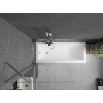 Mexen Cubik obdĺžniková vaňa 150 x 70 cm s plášťom a jednokrídlovou zástenou 80 cm, transparentná, chróm - 550315070X9508000001