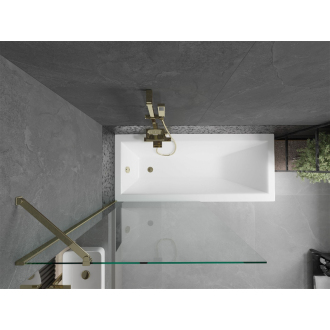Mexen Cubik vaňa 150x70cm panel + zástena 90 cm, transparent, zlatá 550315070X9509000050