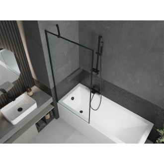 Mexen Cubik obdĺžniková vaňa 150 x 70 cm s plášťom a 1 krídlovou zástenou 80 cm, čierny vzor - 550315070X9508007070