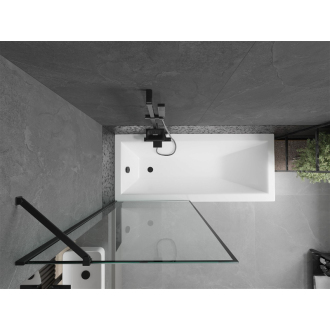 Mexen Cubik obdĺžniková vaňa 150 x 70 cm s plášťom a 1 krídlovou zástenou 80 cm, čierny vzor - 550315070X9508007070