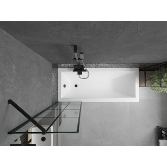 Mexen Cubik obdĺžniková vaňa 150 x 70 cm s plášťom a 1 krídlovou zástenou 50 cm, čierny vzor - 550315070X9505007077