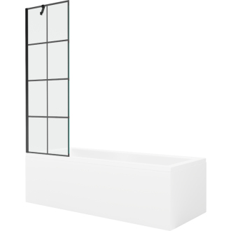 Mexen Cubik obdĺžniková vaňa 150 x 70 cm s plášťom a 1 krídlovou zástenou 60 cm, čierny vzor - 550315070X9506007077