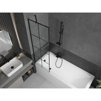 Mexen Cubik obdĺžniková vaňa 150 x 70 cm s plášťom a 1 krídlovou zástenou 60 cm, čierny vzor - 550315070X9506007077