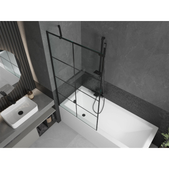 Mexen Cubik obdĺžniková vaňa 150 x 70 cm s plášťom a jednokrídlovou zástenou 90 cm, čierny vzor - 550315070X9509007077