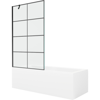 Mexen Cubik obdĺžniková vaňa 150 x 70 cm s plášťom a 1-krídlovou zástenou 100 cm, čierny vzor - 550315070X9510007077