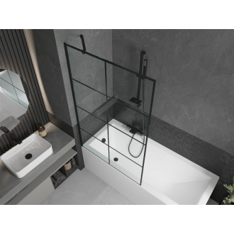 Mexen Cubik obdĺžniková vaňa 150 x 70 cm s plášťom a 1-krídlovou zástenou 100 cm, čierny vzor - 550315070X9510007077