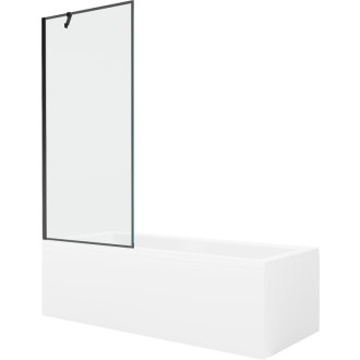 Mexen Cubik obdĺžniková vaňa 160 x 70 cm s plášťom a 1 krídlovou zástenou 80 cm, čierny vzor - 550316070X9508007070