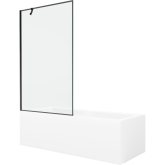 Mexen Cubik obdĺžniková vaňa 160 x 70 cm s plášťom a 1 krídlovou zástenou 100 cm, čierny vzor - 550316070X9510007070