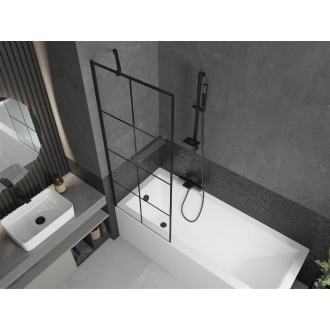 Mexen Cubik obdĺžniková vaňa 160 x 70 cm s plášťom a jednokrídlovou zástenou 70 cm, čierny vzor - 550316070X9507007077