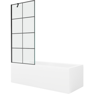 Mexen Cubik obdĺžniková vaňa 160 x 70 cm s plášťom a 1 krídlovou zástenou 80 cm, čierny vzor - 550316070X9508007077