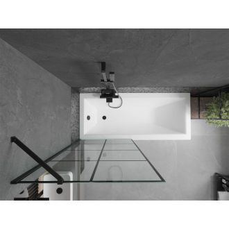 Mexen Cubik obdĺžniková vaňa 160 x 70 cm s plášťom a 1 krídlovou zástenou 80 cm, čierny vzor - 550316070X9508007077