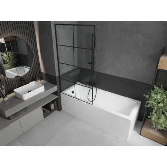 Mexen Cubik obdĺžniková vaňa 160 x 70 cm s plášťom a jednokrídlovou zástenou 90 cm, čierny vzor - 550316070X9509007077