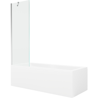 Mexen Cubik obdĺžniková vaňa 170 x 70 cm s plášťom a 1 krídlovou zástenou 60 cm, transparentná, chróm - 550317070X9506000001