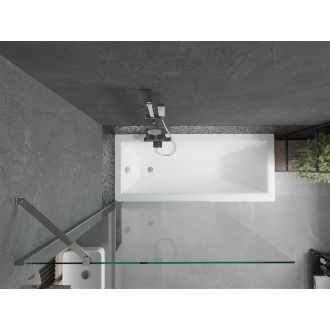 Mexen Cubik obdĺžniková vaňa 170 x 70 cm s plášťom a 1-krídlovou zástenou 100 cm, transparentná, chróm - 550317070X9510000001