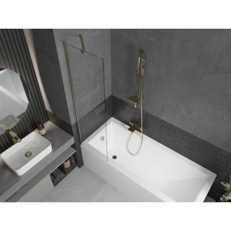 Mexen Cubik obdĺžniková vaňa 170 x 70 cm s plášťom a jednokrídlovou zástenou 50 cm, transparentná, zlatá - 550317070X9505000050