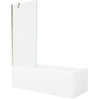 Mexen Cubik obdĺžniková vaňa 170 x 70 cm s plášťom a 1 krídlovou zástenou 80 cm, transparentná, zlatá - 550317070X9508000050