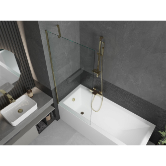Mexen Cubik obdĺžniková vaňa 170 x 70 cm s plášťom a 1 krídlovou zástenou 80 cm, transparentná, zlatá - 550317070X9508000050