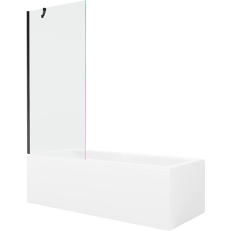Mexen Cubik obdĺžniková vaňa 170 x 70 cm s plášťom a 1 krídlovou zástenou 80 cm, priehľadná, čierna - 550317070X9508000070