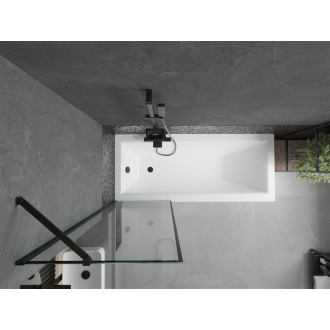 Mexen Cubik obdĺžniková vaňa 170 x 70 cm s plášťom a 1 krídlovou zástenou 60 cm, čierny vzor - 550317070X9506007070