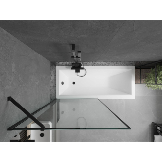 Mexen Cubik obdĺžniková vaňa 170 x 70 cm s plášťom a jednokrídlovou zástenou 90 cm, čierny vzor - 550317070X9509007070