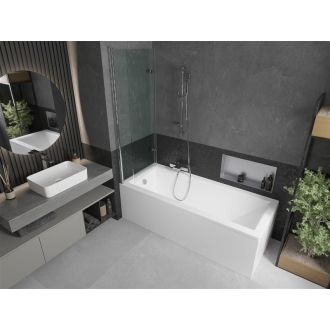 Mexen Cubik obdĺžniková vaňa 150 x 70 cm s plášťom a 2-listovou zástenou 120 cm, transparentná, chróm - 550315070X9212020100