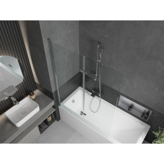 Mexen Cubik obdĺžniková vaňa 150 x 70 cm s plášťom a 2-listovou zástenou 120 cm, transparentná, chróm - 550315070X9212020100