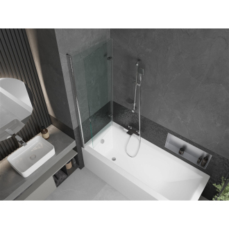 Mexen Cubik obdĺžniková vaňa 150 x 70 cm s plášťom a 2-listovou zástenou 120 cm, transparentná, chróm - 550315070X9212020100