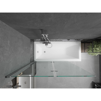 Mexen Cubik obdĺžniková vaňa 150 x 70 cm s plášťom a 2-listovou zástenou 120 cm, transparentná, chróm - 550315070X9212020100
