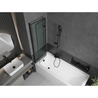 Mexen Cubik obdĺžniková vaňa 150 x 70 cm s plášťom a 2 krídlovou zástenou 100 cm, čierny vzor - 550315070X9210027070