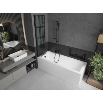 Mexen Cubik obdĺžniková vaňa 150 x 70 cm s plášťom a 2 krídlovou zástenou 80 cm, čierny vzor - 550315070X9208027077