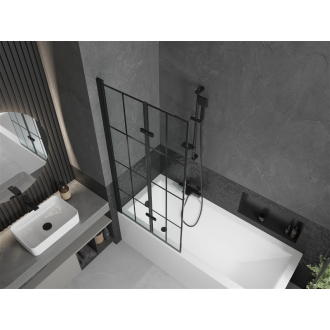 Mexen Cubik obdĺžniková vaňa 150 x 70 cm s plášťom a 2 krídlovou zástenou 80 cm, čierny vzor - 550315070X9208027077
